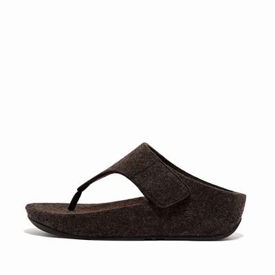 Fitflop SHUV E01 Adjustable Felt Toe-Post Naisten Sandaalit Mustat | WAJ-249316