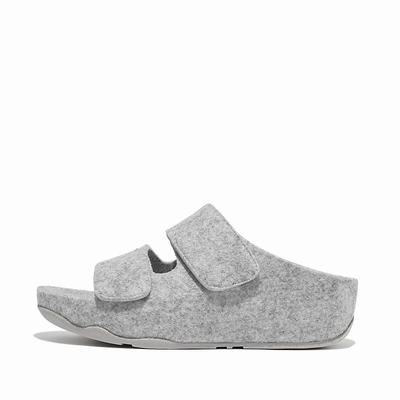 Fitflop SHUV E01 Adjustable Two-Bar Felt Slides Naisten Sandaalit Harmaat | LID-310625