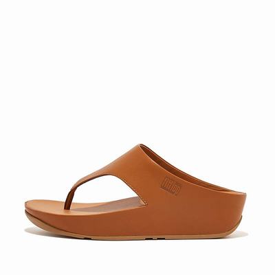 Fitflop SHUV Leather Toe-Post Naisten Sandaalit Vaaleanruskea | OXP-715462