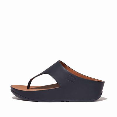 Fitflop SHUV Leather Toe-Post Naisten Sandaalit Laivastonsininen | ZAG-860123