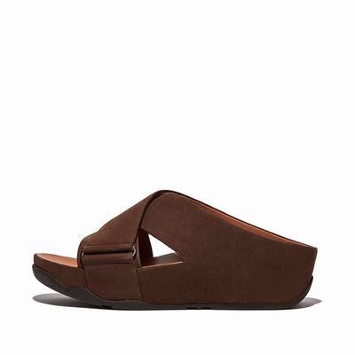 Fitflop SHUV Nubuck Cross Slides Naisten Sandaalit Ruskea | ZOF-015374