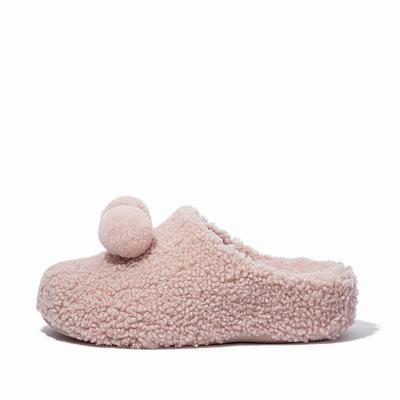 Fitflop SHUV Pom-Pom Shearling Clog Naisten Tossut Pinkki | TOD-504671