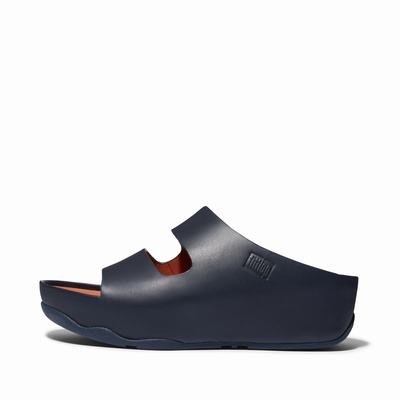 Fitflop SHUV Two-Bar Leather Slides Naisten Sandaalit Laivastonsininen | MTA-421597