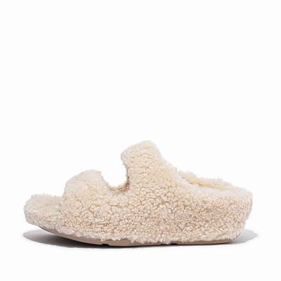 Fitflop SHUV Two-Bar Shearling Slides Naisten Tossut Valkoinen | BVF-471380