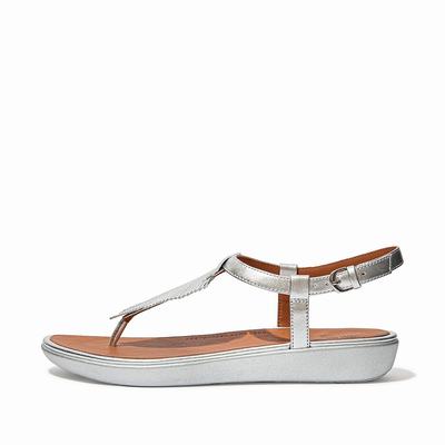 Fitflop TIA Feather Metallic Leather Back-Strap Naisten Sandaalit Hopea | MRT-726149