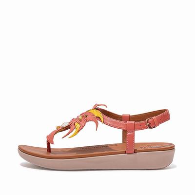 Fitflop TIA Jewel Feather Leather Back-Strap Naisten Sandaalit Pinkki | BEI-527189