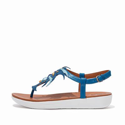 Fitflop TIA Jewel Feather Leather Back-Strap Naisten Sandaalit Sininen | RLS-153429