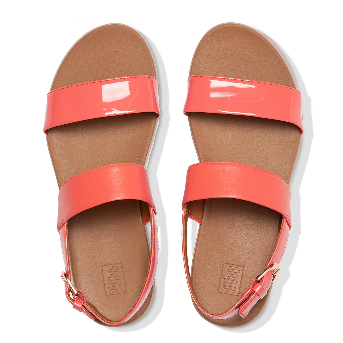 Fitflop BARRA Kiiltonahka Mix Back-Strap Naisten Sandaalit Koralli Pinkki | IEQ-541287