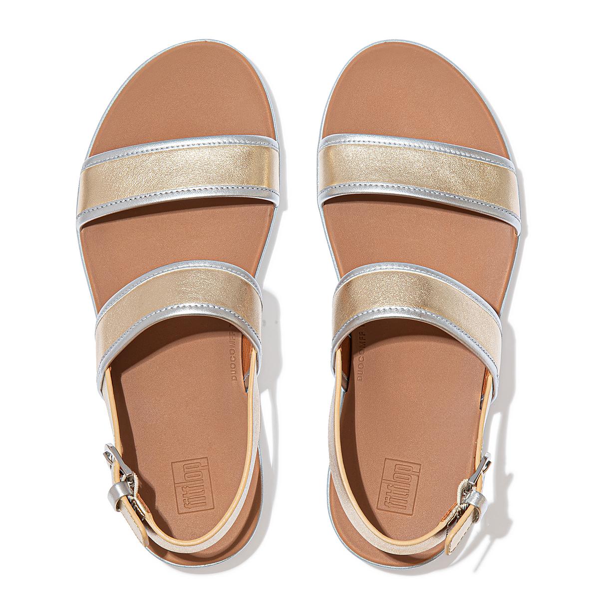 Fitflop BARRA Metallic Back-Strap Naisten Sandaalit Ruskea Kultaiset | OZJ-962375