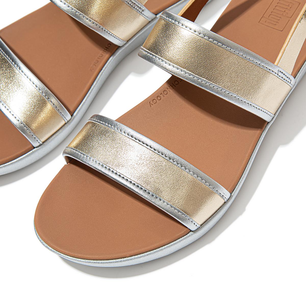 Fitflop BARRA Metallic Back-Strap Naisten Sandaalit Ruskea Kultaiset | OZJ-962375