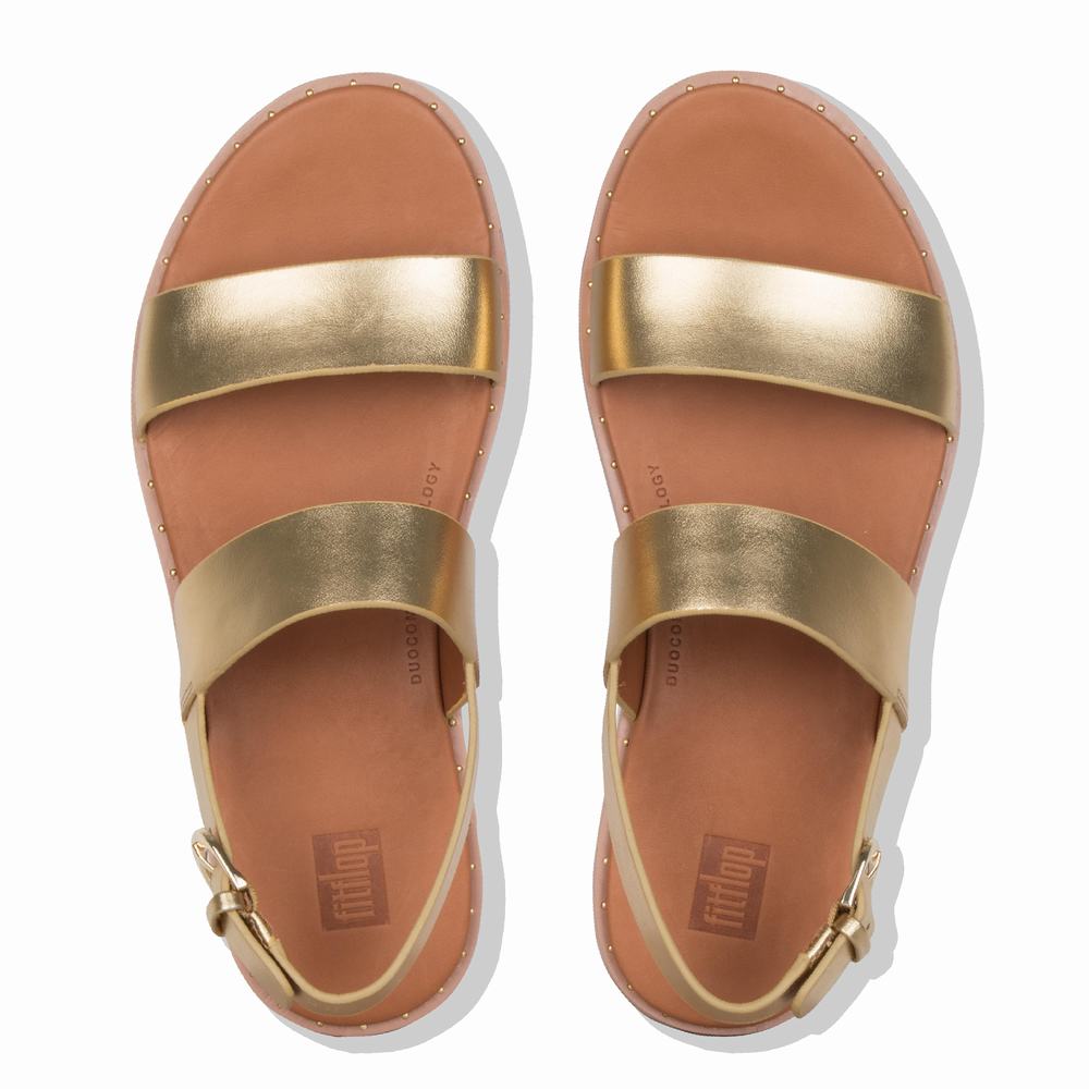 Fitflop BARRA Metallic Leather Back-Strap Naisten Sandaalit Kultaiset | PZG-396815