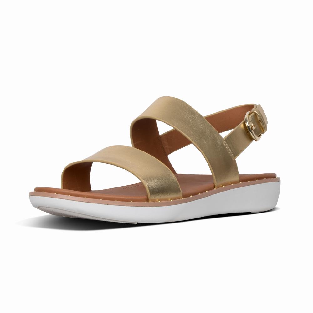 Fitflop BARRA Metallic Leather Back-Strap Naisten Sandaalit Kultaiset | PZG-396815