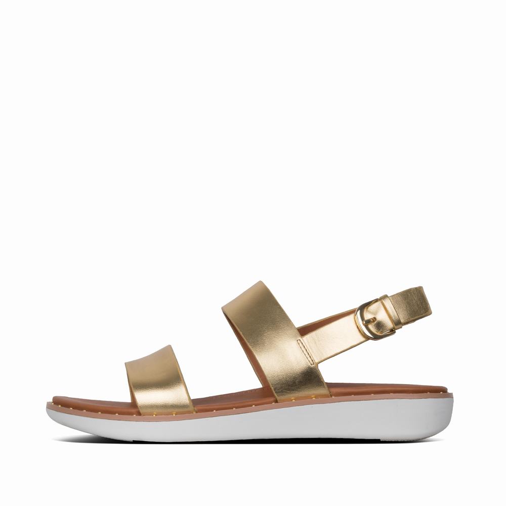 Fitflop BARRA Metallic Leather Back-Strap Naisten Sandaalit Kultaiset | PZG-396815