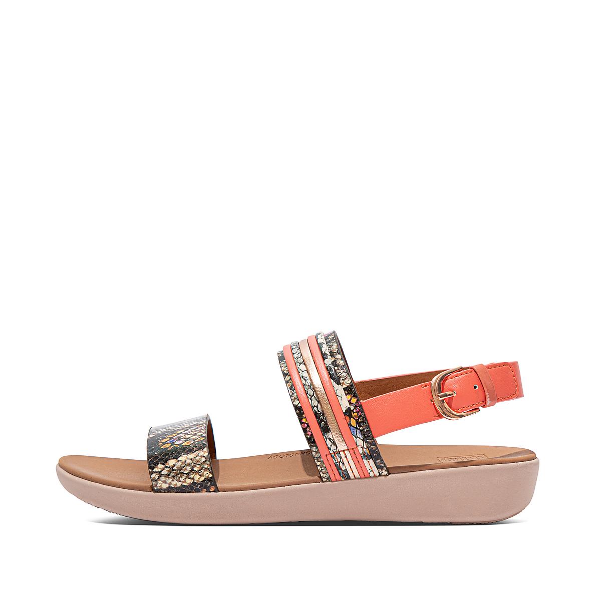 Fitflop BARRA Snake Bangle Leather Back-Strap Naisten Sandaalit Koralli Pinkki | PJE-684725