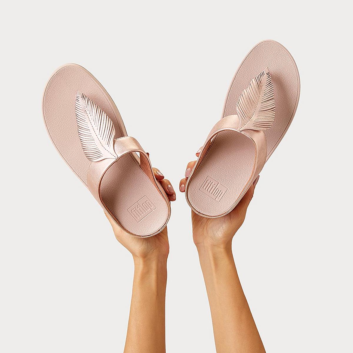 Fitflop FINO Feather Metallic Toe-Post Naisten Sandaalit Pinkki Kultaiset | CKF-819432