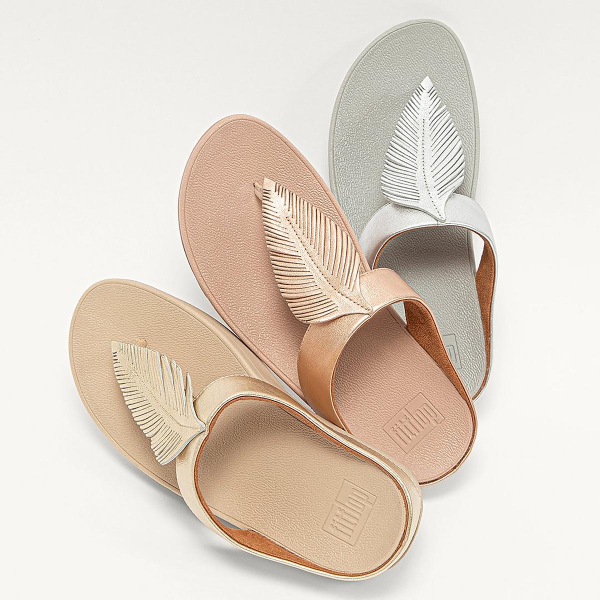 Fitflop FINO Feather Metallic Toe-Post Naisten Sandaalit Pinkki Kultaiset | CKF-819432