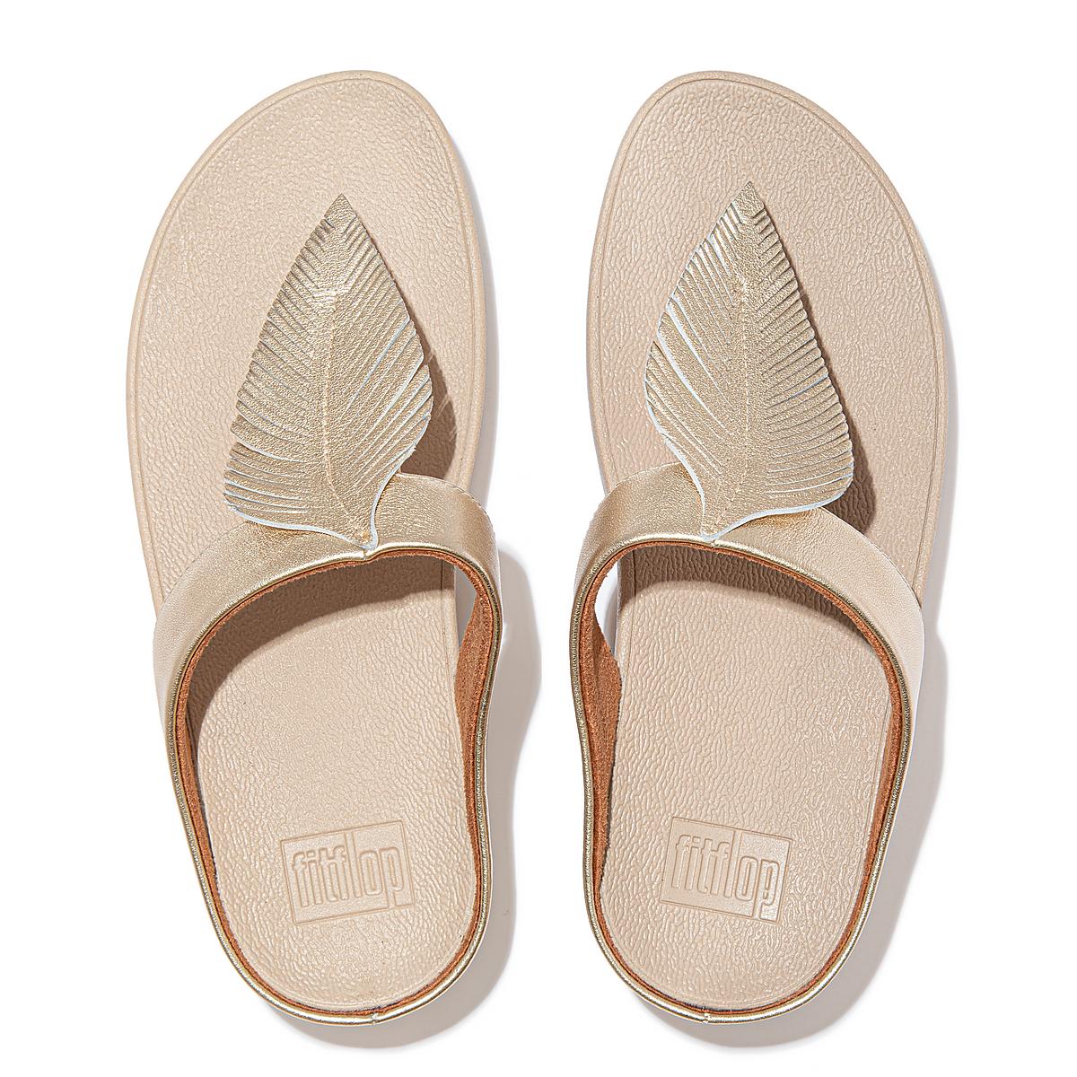 Fitflop FINO Feather Metallic Toe-Post Naisten Sandaalit Ruskea Kultaiset | NQC-871439