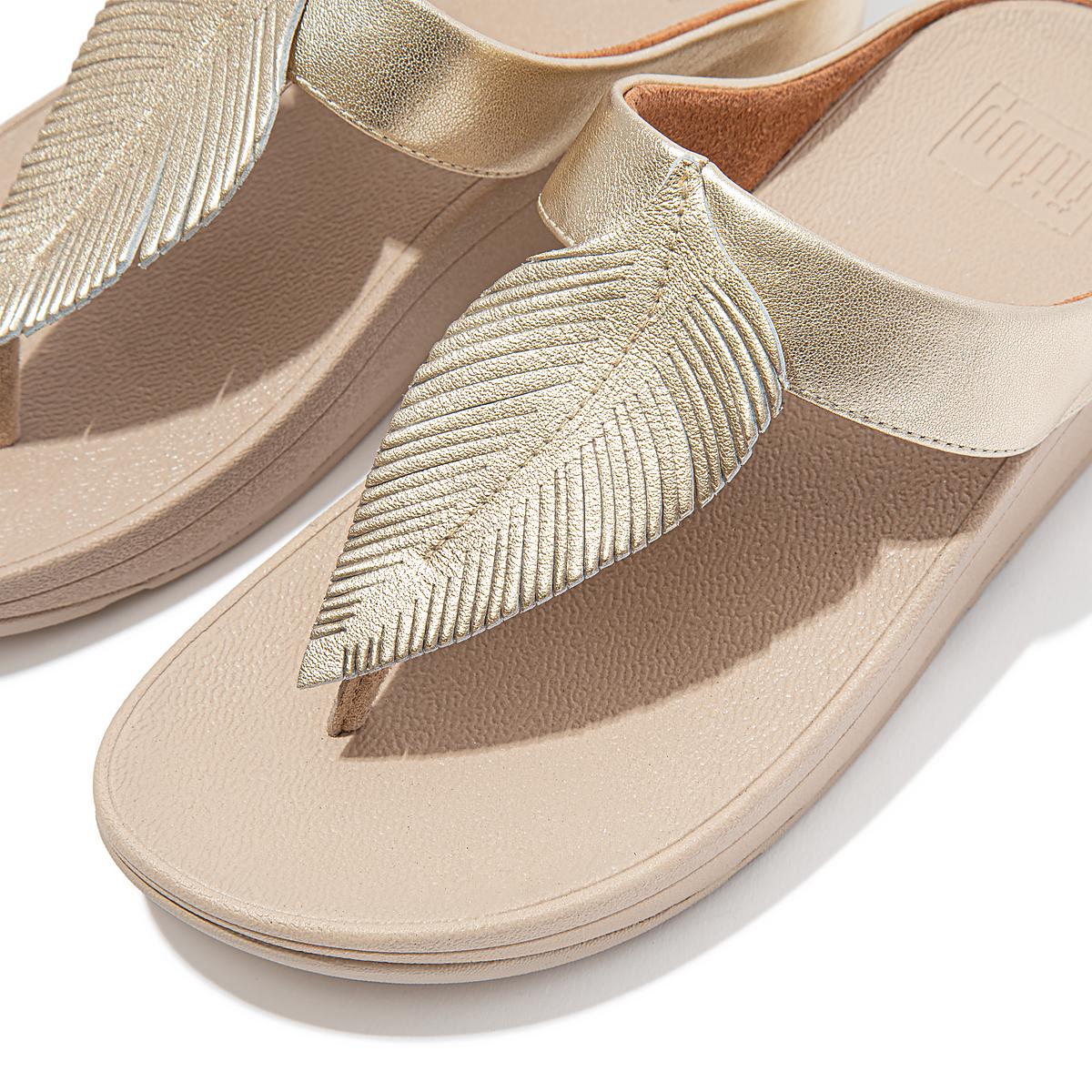 Fitflop FINO Feather Metallic Toe-Post Naisten Sandaalit Ruskea Kultaiset | NQC-871439