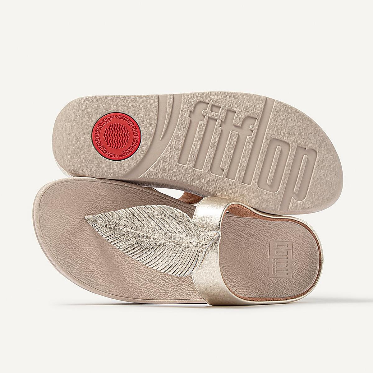 Fitflop FINO Feather Metallic Toe-Post Naisten Sandaalit Ruskea Kultaiset | NQC-871439