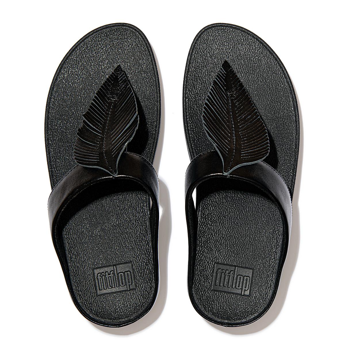 Fitflop FINO Feather Metallic Toe-Post Naisten Sandaalit Mustat | QCP-058269