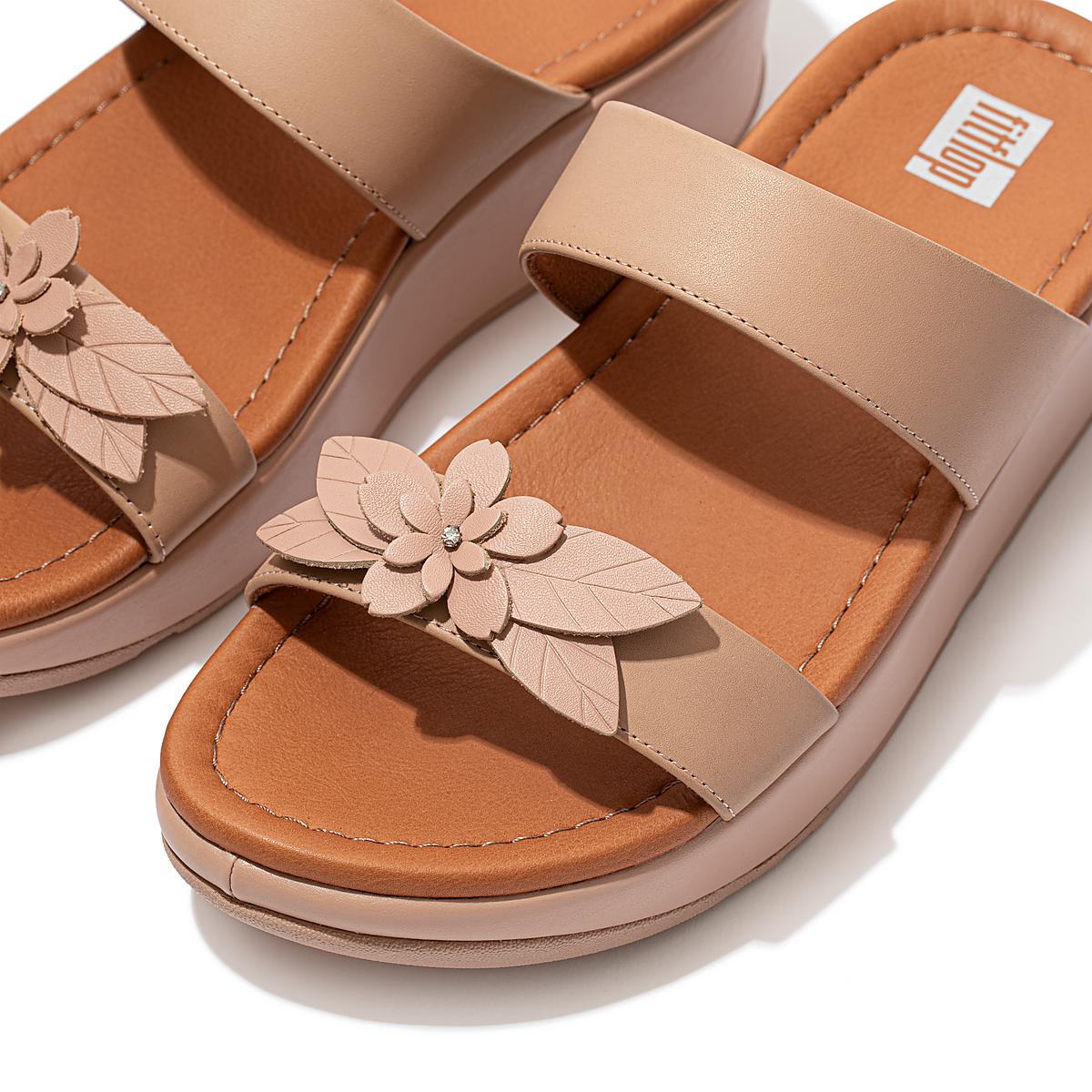 Fitflop FINO Floral Leather Slides Naisten Sandaalit Beige | UZV-682715