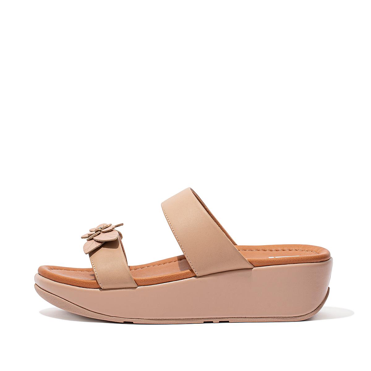 Fitflop FINO Floral Leather Slides Naisten Sandaalit Beige | UZV-682715