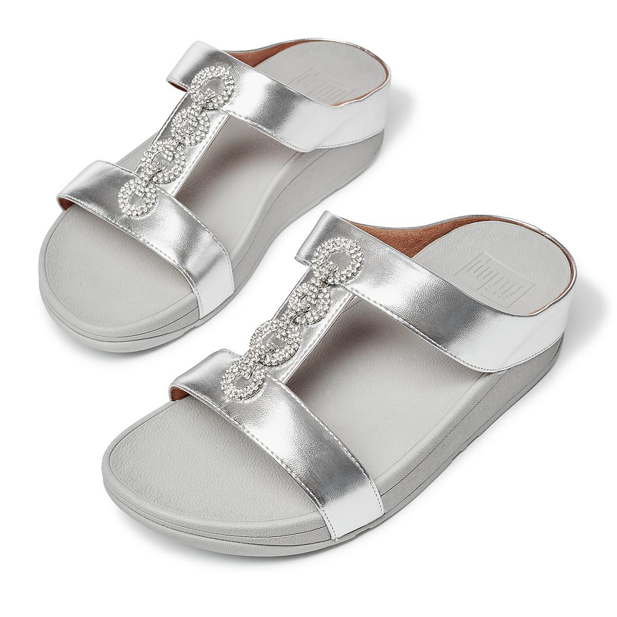 Fitflop FINO Sparkle Slides Naisten Sandaalit Hopea | LHT-379061