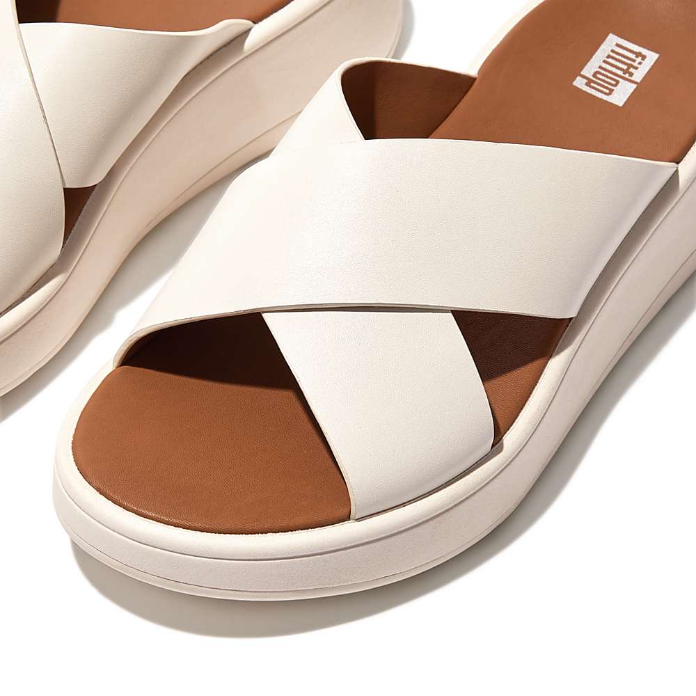 Fitflop F-MODE Leather Flatform Cross Slides Naisten Sandaalit Kerma | IJK-498536