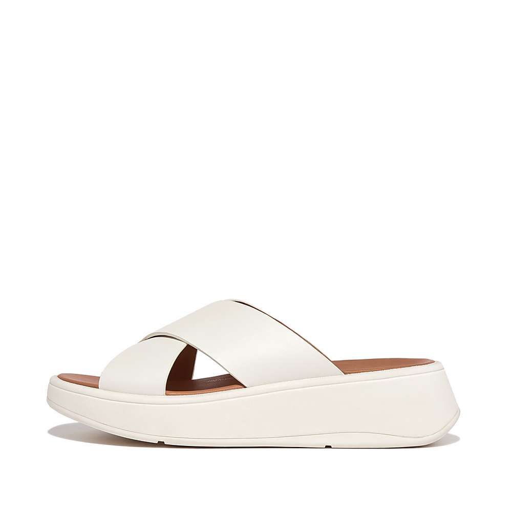 Fitflop F-MODE Leather Flatform Cross Slides Naisten Sandaalit Kerma | IJK-498536