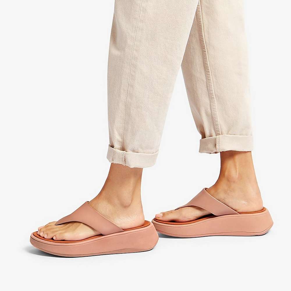 Fitflop F-MODE Leather Flatform Toe-Post Naisten Sandaalit Beige | TSZ-952670