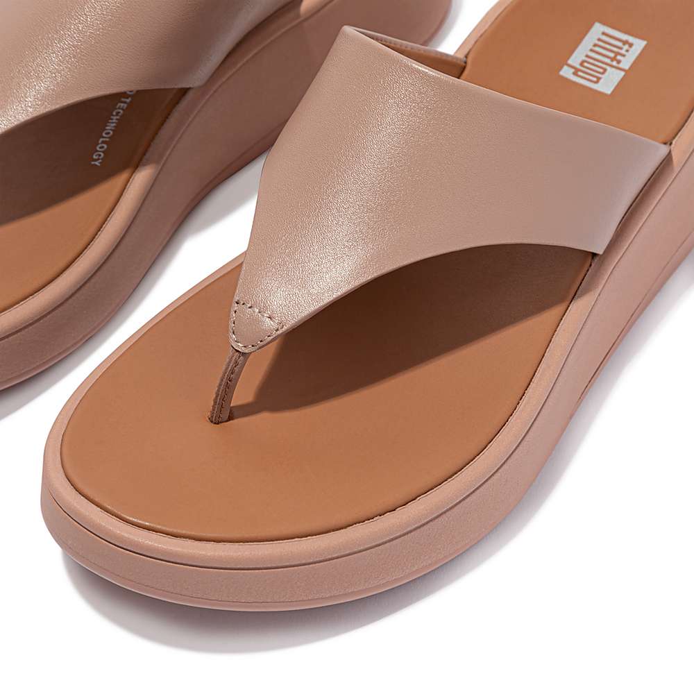 Fitflop F-MODE Leather Flatform Toe-Post Naisten Sandaalit Beige | TSZ-952670