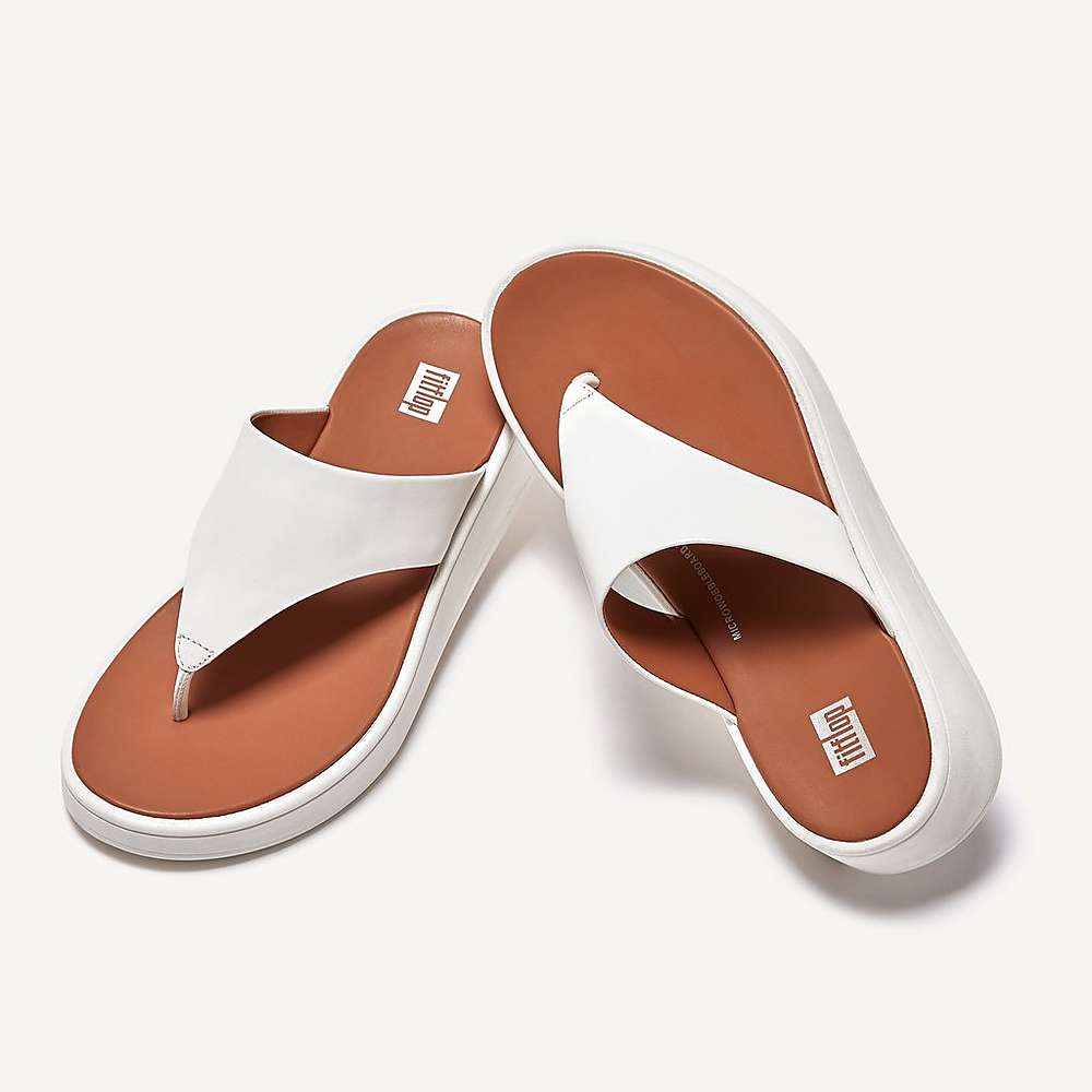 Fitflop F-MODE Leather Flatform Toe-Post Naisten Sandaalit Kerma | UOE-230567