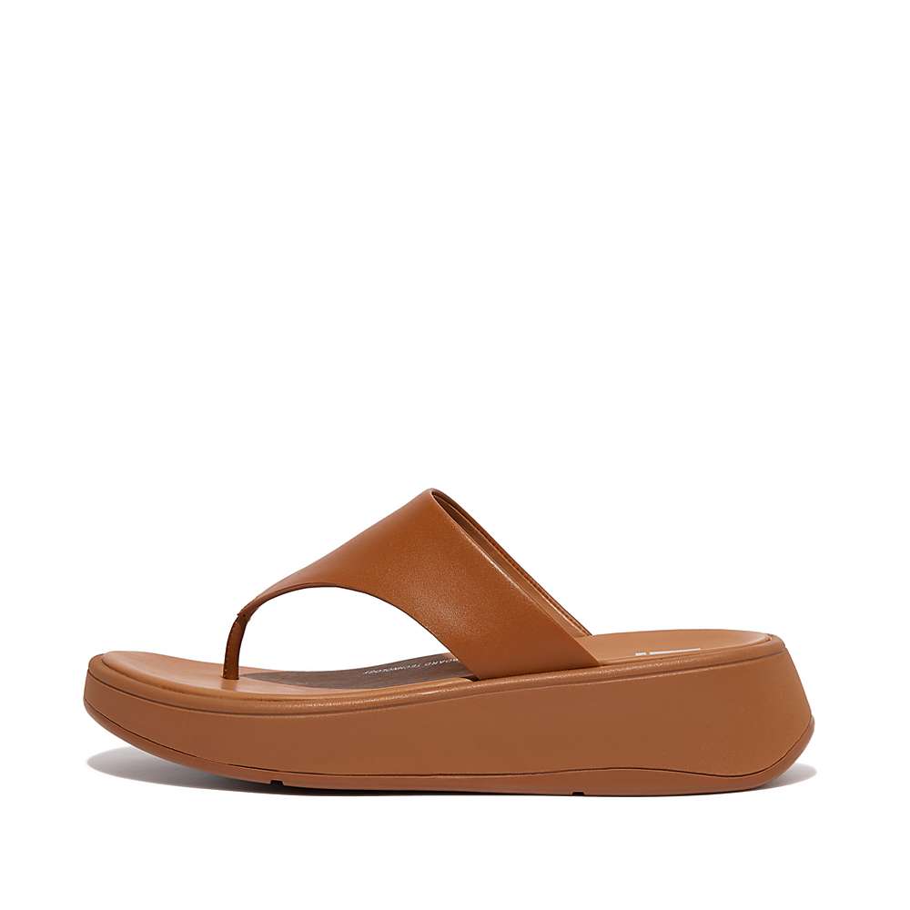 Fitflop F-MODE Leather Flatform Toe-Post Naisten Sandaalit Vaaleanruskea | WVO-019876