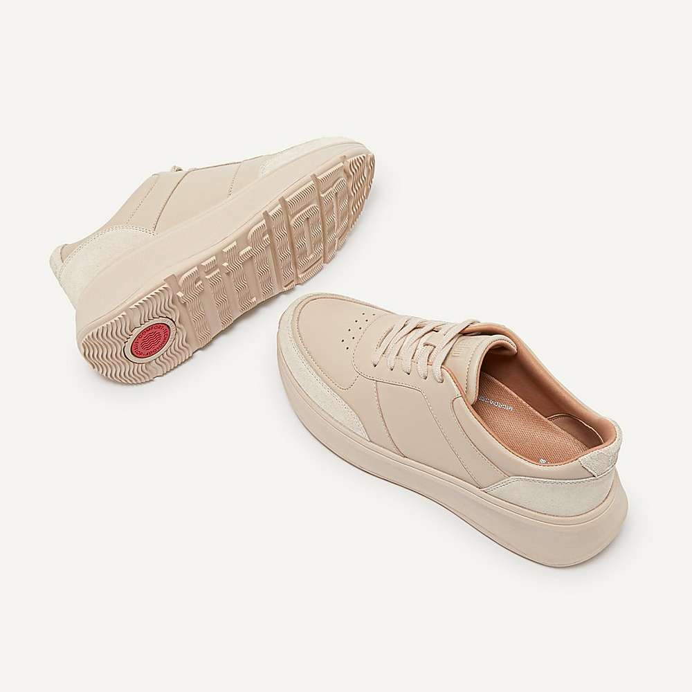 Fitflop F-MODE Leather Suede Flatform Naisten Tennarit Harmaat Beige | HZS-138605