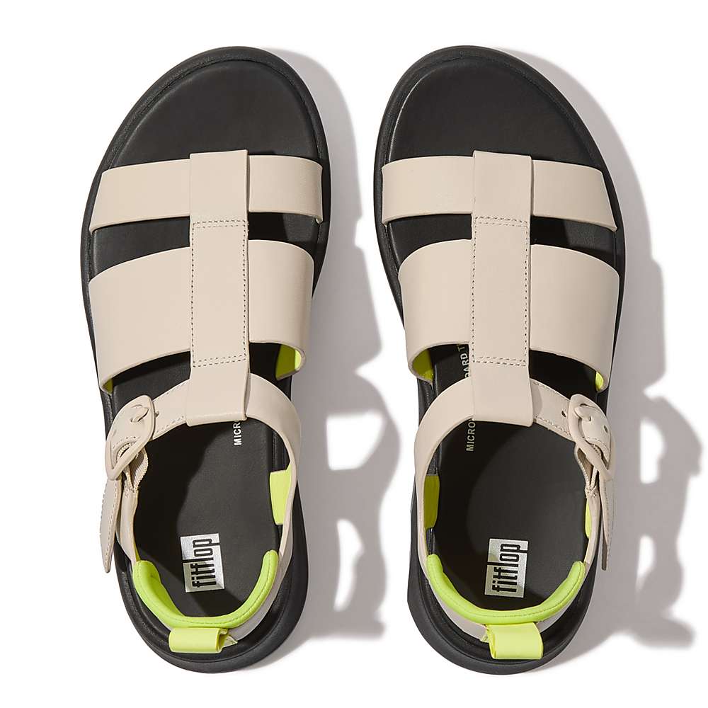 Fitflop F-MODE Neon-Pop Leather Flatform Fisherman Naisten Sandaalit Harmaat Keltainen | TIZ-950382