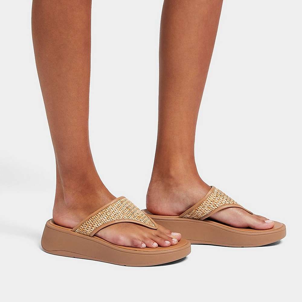 Fitflop F-MODE Woven Flatform Toe-Post Naisten Sandaalit Ruskea Valkoinen | JXS-495816