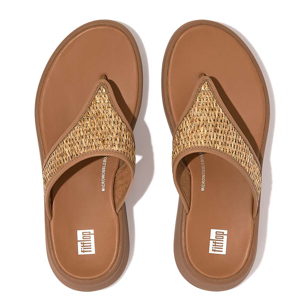 Fitflop F-MODE Woven Flatform Toe-Post Naisten Sandaalit Ruskea Valkoinen | JXS-495816