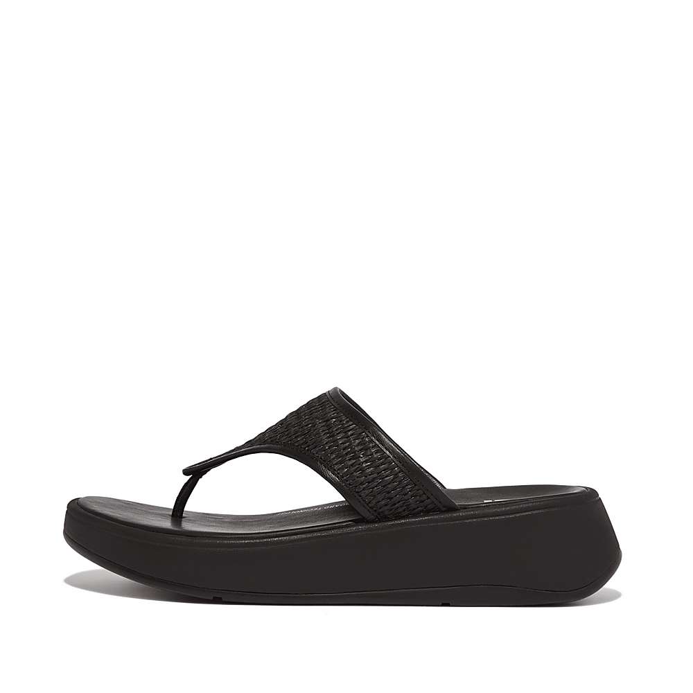 Fitflop F-MODE Woven Flatform Toe-Post Naisten Sandaalit Mustat | LYU-169752