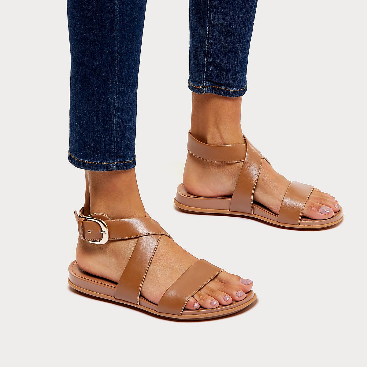 Fitflop GRACIE Buckle Leather Ankle-Strap Naisten Sandaalit Vaaleanruskea | NBM-571638