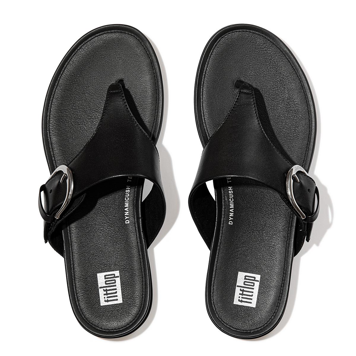 Fitflop GRACIE Buckle Leather Toe-Post Naisten Sandaalit Mustat | CTI-506718