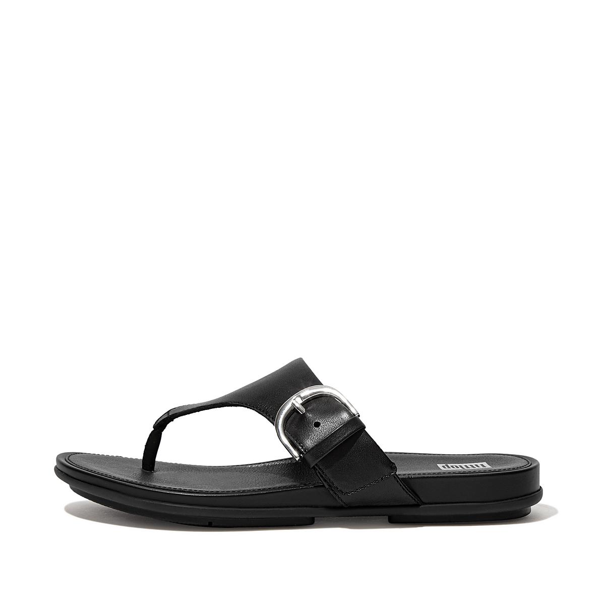 Fitflop GRACIE Buckle Leather Toe-Post Naisten Sandaalit Mustat | CTI-506718