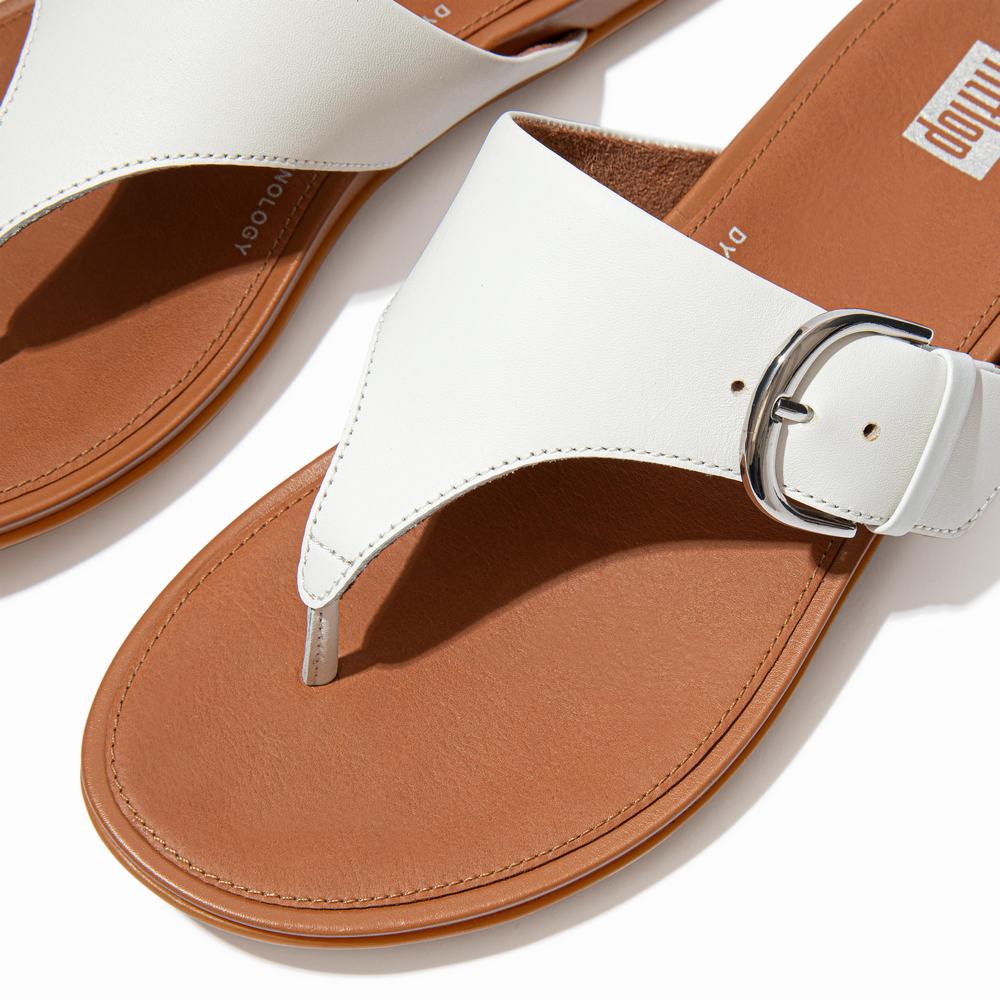 Fitflop GRACIE Buckle Leather Toe-Post Naisten Sandaalit Valkoinen | TZI-931057