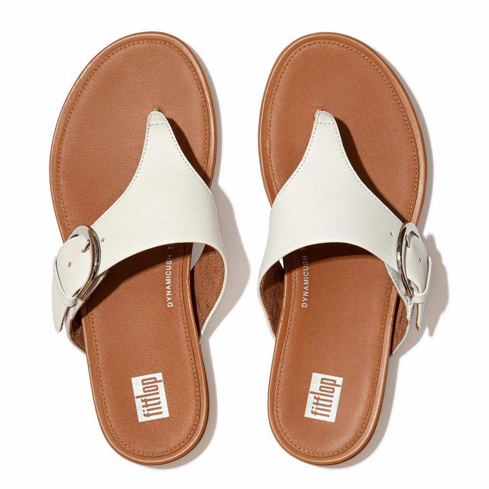 Fitflop GRACIE Buckle Leather Toe-Post Naisten Sandaalit Valkoinen | TZI-931057