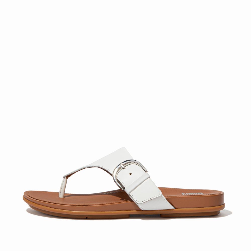 Fitflop GRACIE Buckle Leather Toe-Post Naisten Sandaalit Valkoinen | TZI-931057