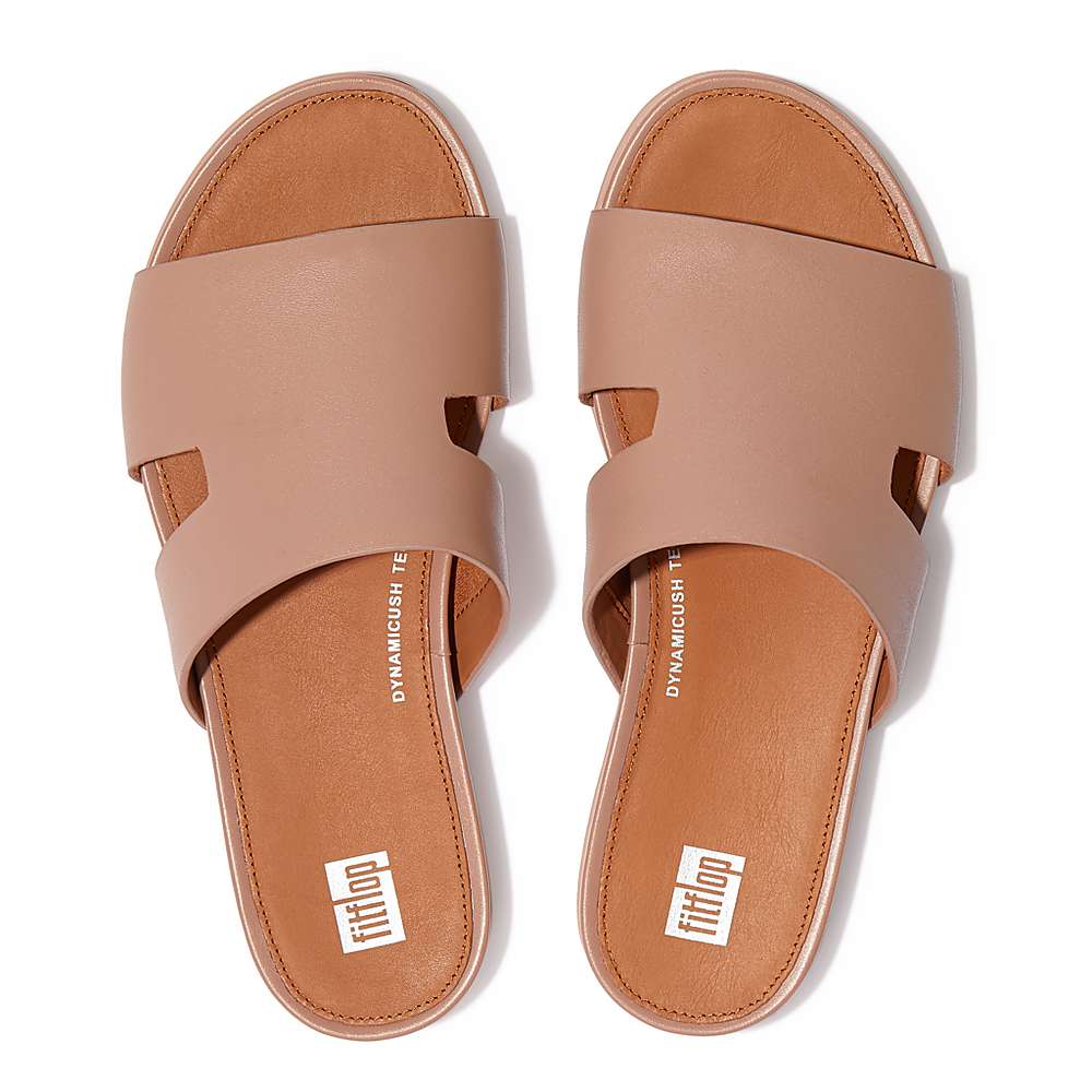 Fitflop GRACIE Leather Slides With Toe-Post Naisten Sandaalit Beige | MDY-810264