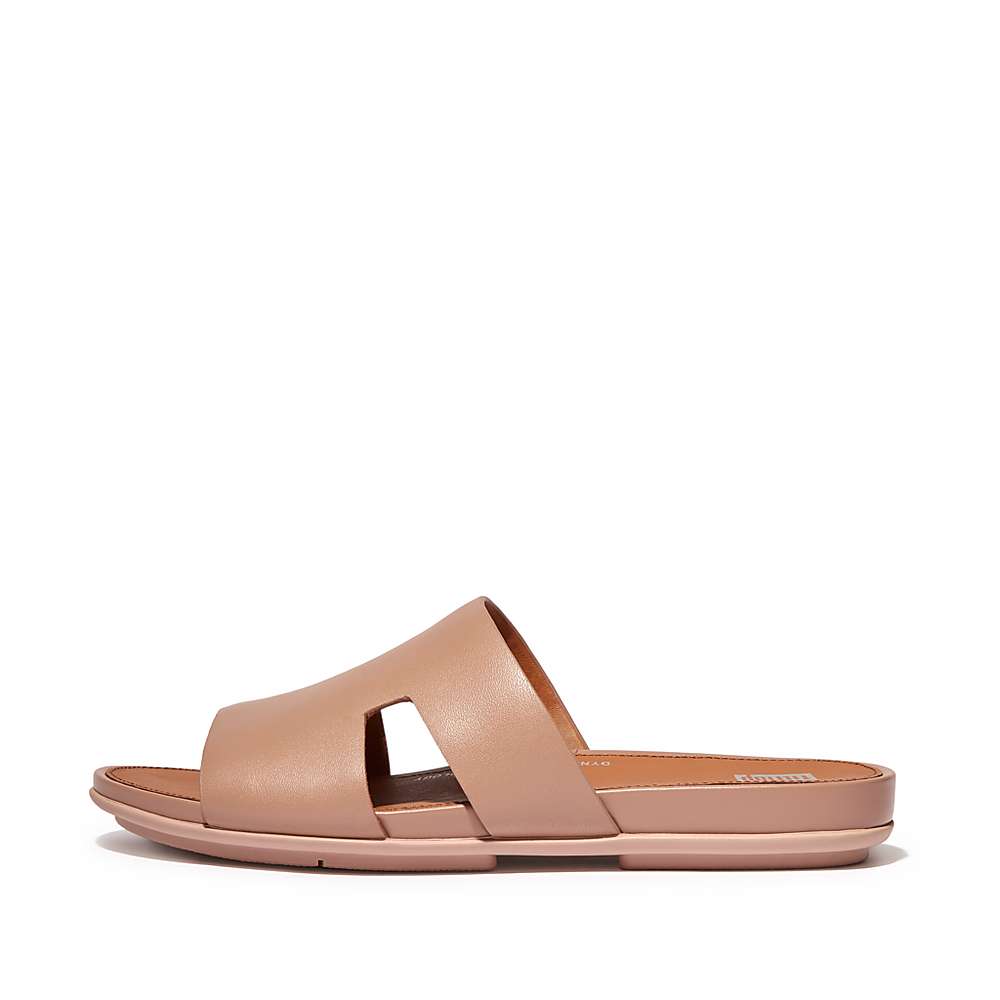 Fitflop GRACIE Leather Slides With Toe-Post Naisten Sandaalit Beige | MDY-810264