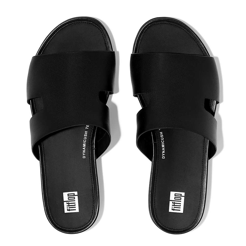 Fitflop GRACIE Leather Slides With Toe-Post Naisten Sandaalit Mustat | NBO-187325