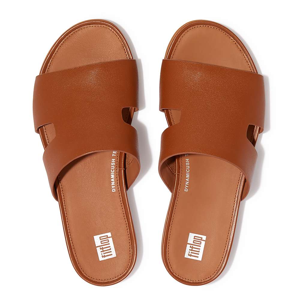 Fitflop GRACIE Leather Slides With Toe-Post Naisten Sandaalit Vaaleanruskea | YQJ-185609