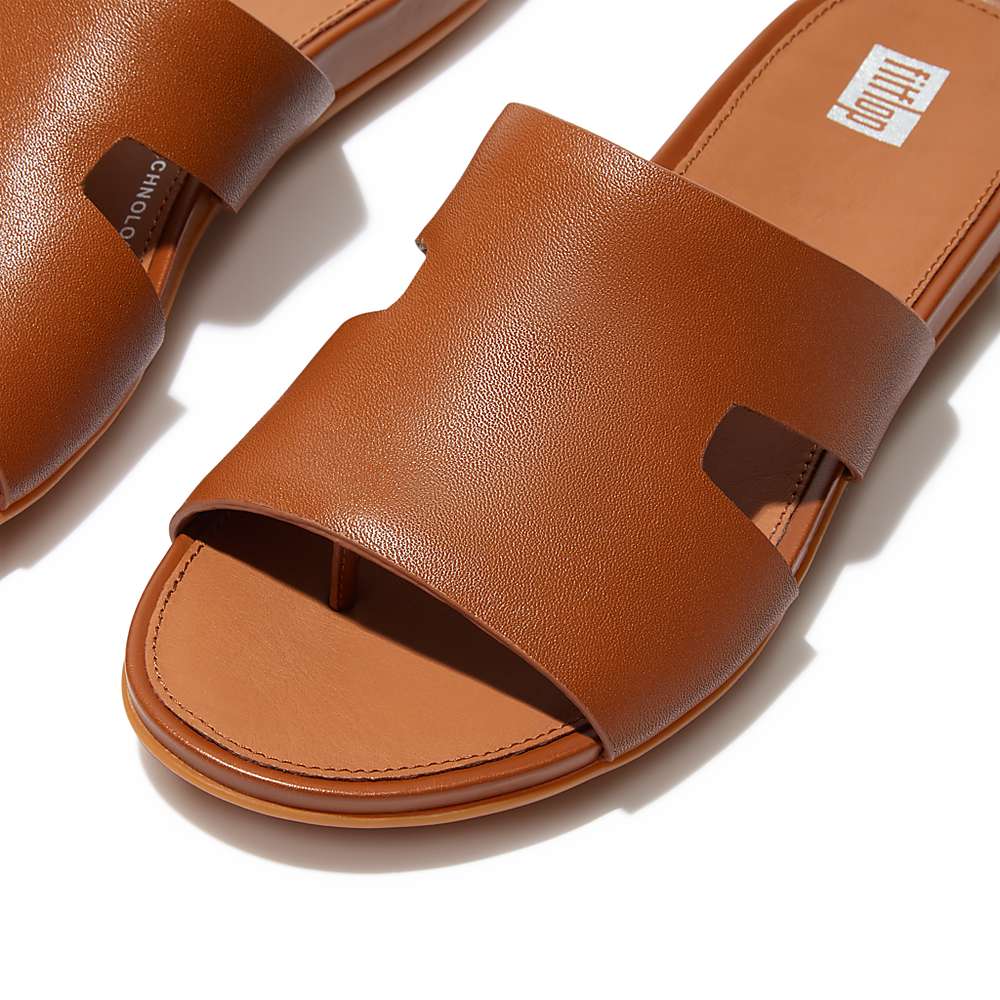 Fitflop GRACIE Leather Slides With Toe-Post Naisten Sandaalit Vaaleanruskea | YQJ-185609