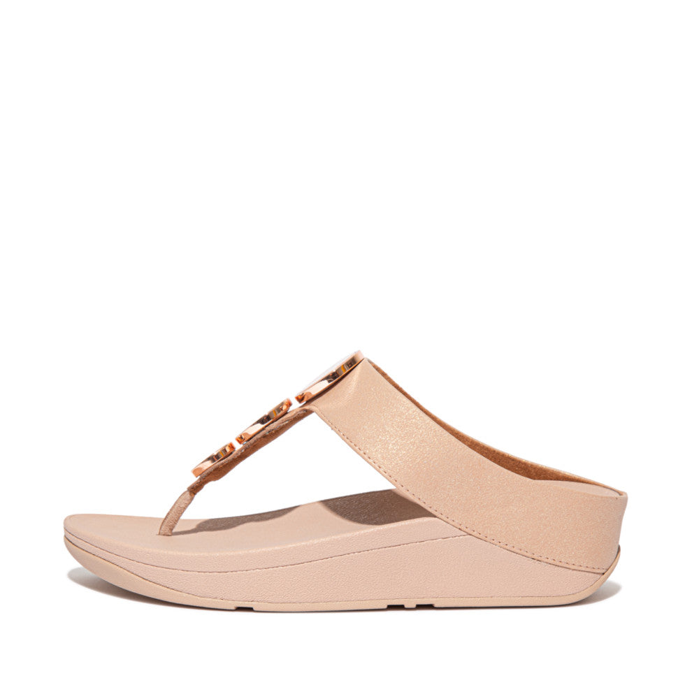 Fitflop HALO Shimmer Toe-Post Naisten Sandaalit Beige | KGI-406952